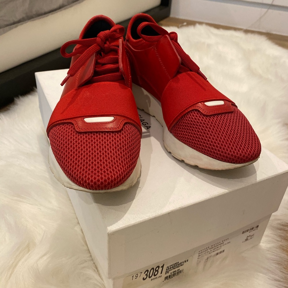 Balenciaga Red Slip-On Sneakers